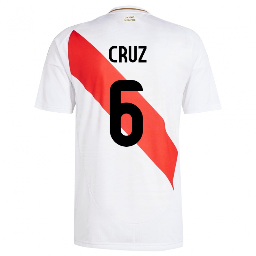 Damen Peru Esteban Cruz #6 Weiß Heimtrikot Trikot 24-26 T-Shirt Schweiz