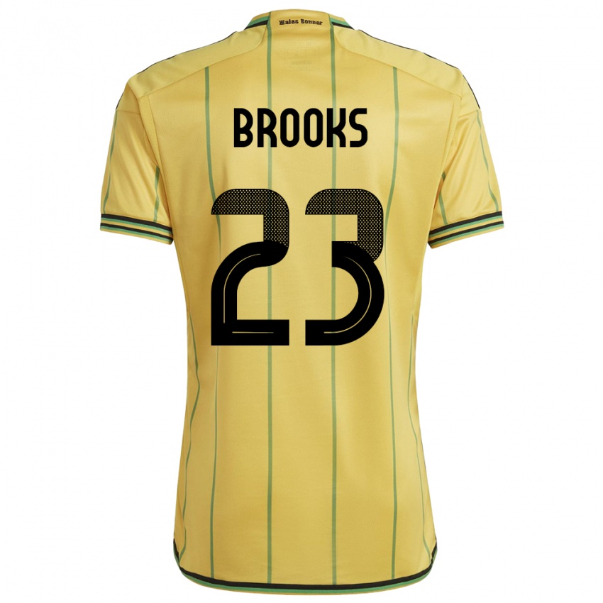 Damen Jamaika Liya Brooks #23 Gelb Heimtrikot Trikot 24-26 T-Shirt Schweiz