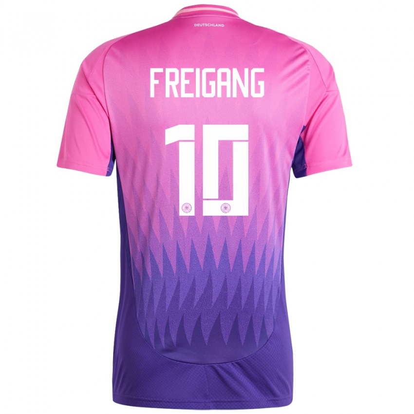 Damen Deutschland Laura Freigang #10 Pink Lila Auswärtstrikot Trikot 24-26 T-Shirt Schweiz