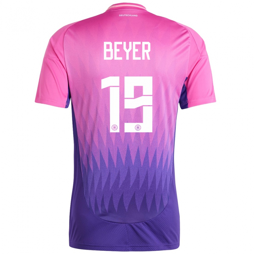 Damen Deutschland Jordan Beyer #19 Pink Lila Auswärtstrikot Trikot 24-26 T-Shirt Schweiz