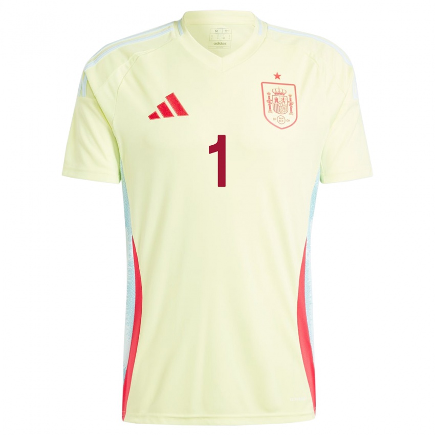 Femme Maillot Espagne Ferran Quetglas #1 Jaune Tenues Extérieur 24-26 T-Shirt Suisse