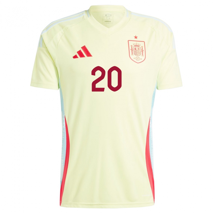 Femme Maillot Espagne Nuria Rabano #20 Jaune Tenues Extérieur 24-26 T-Shirt Suisse