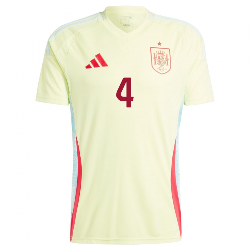 Femme Maillot Espagne Javier Bonar #4 Jaune Tenues Extérieur 24-26 T-Shirt Suisse