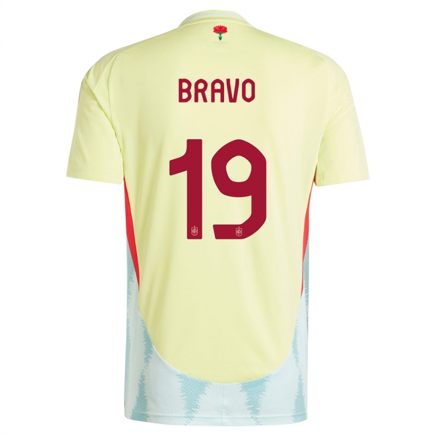 Femme Maillot Espagne Iker Bravo #19 Jaune Tenues Extérieur 24-26 T-Shirt Suisse