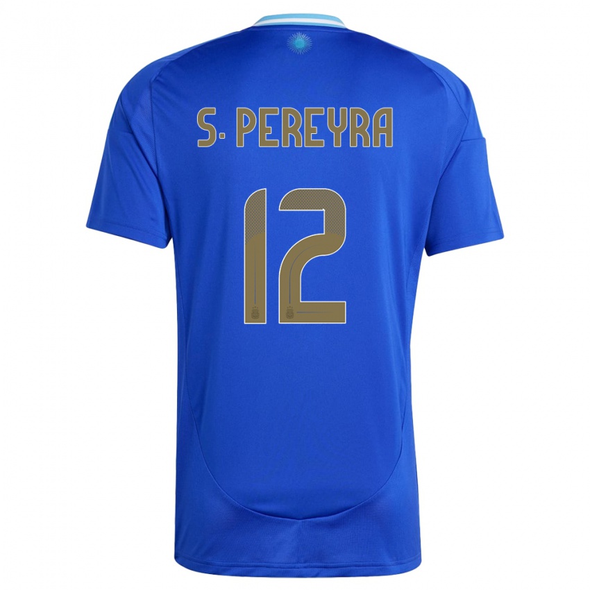 Damen Argentinien Solana Pereyra #12 Blau Auswärtstrikot Trikot 24-26 T-Shirt Schweiz