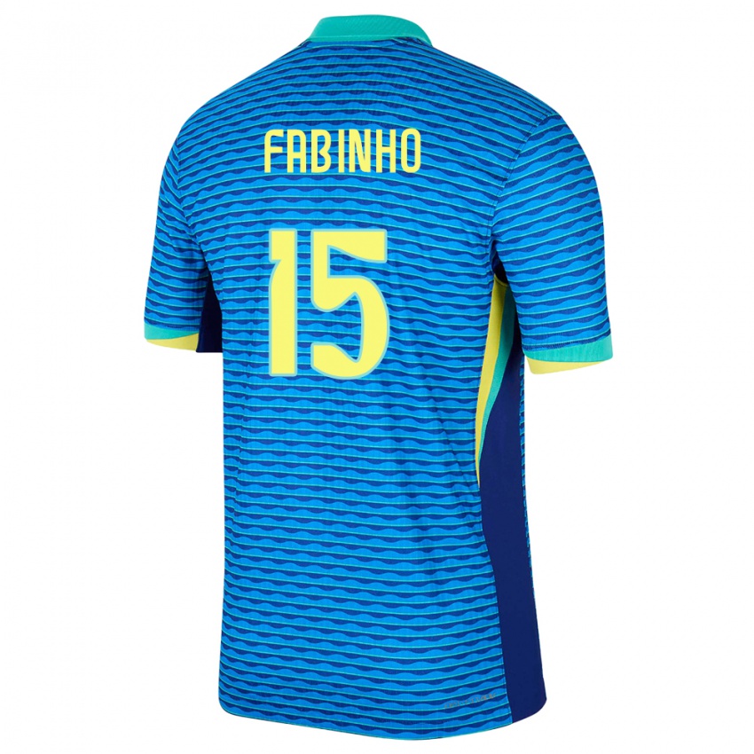 Femme Maillot Brésil Fabinho #15 Bleu Tenues Extérieur 24-26 T-Shirt Suisse