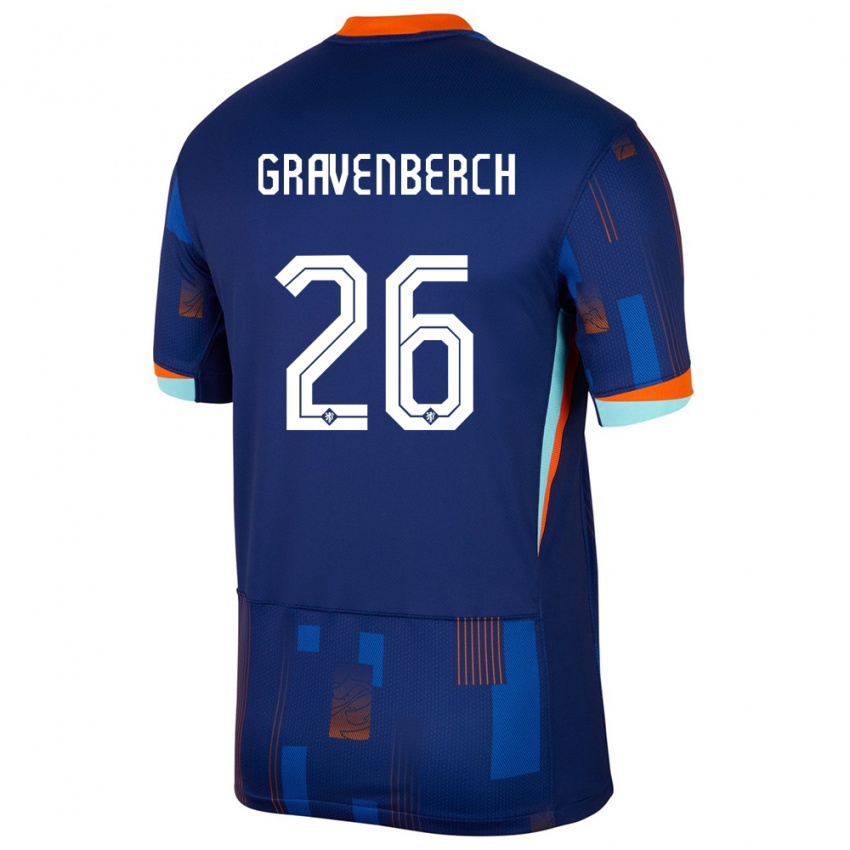 Femme Maillot Pays-Bas Ryan Gravenberch #26 Bleu Tenues Extérieur 24-26 T-Shirt Suisse