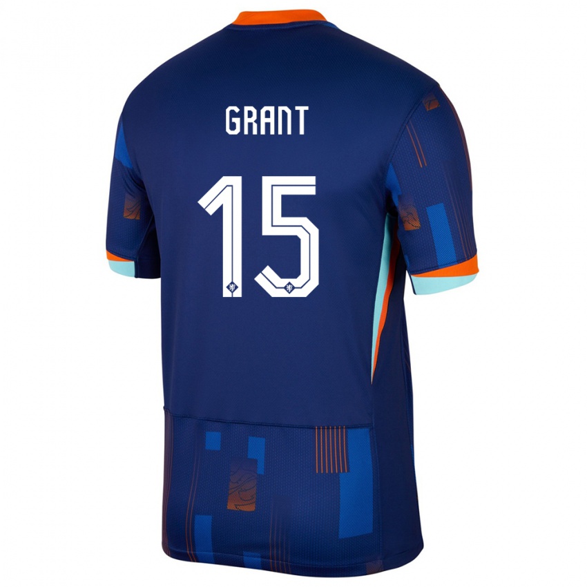 Damen Niederlande Chasity Grant #15 Blau Auswärtstrikot Trikot 24-26 T-Shirt Schweiz