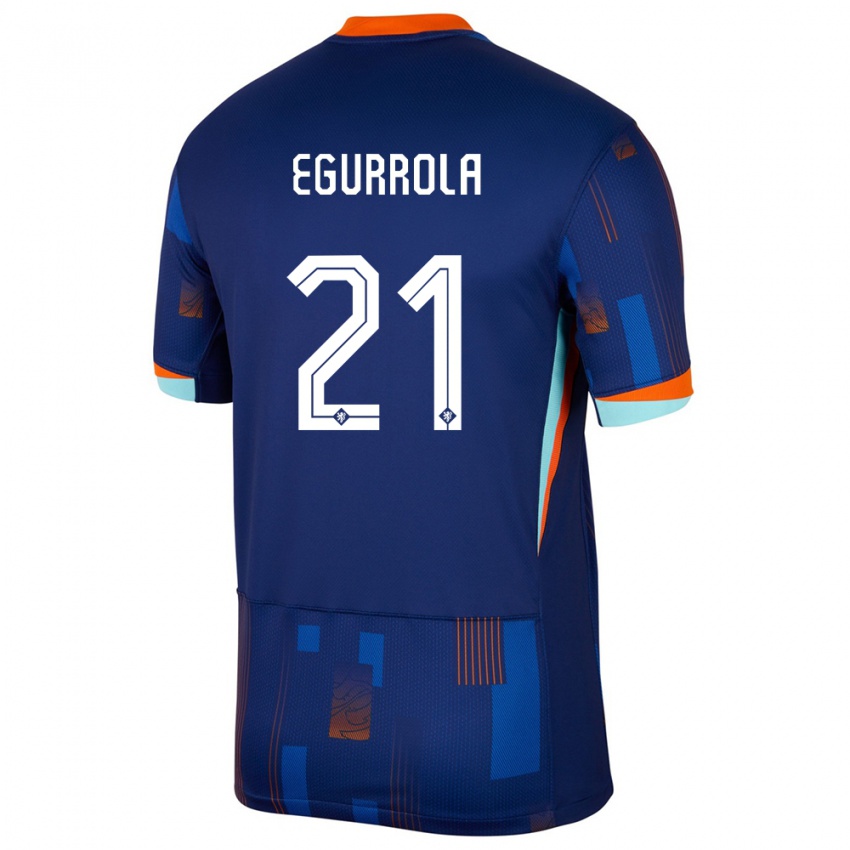 Femme Maillot Pays-Bas Damaris Egurrola #21 Bleu Tenues Extérieur 24-26 T-Shirt Suisse