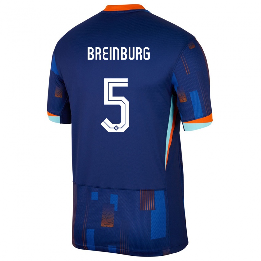 Femme Maillot Pays-Bas Rainey Breinburg #5 Bleu Tenues Extérieur 24-26 T-Shirt Suisse