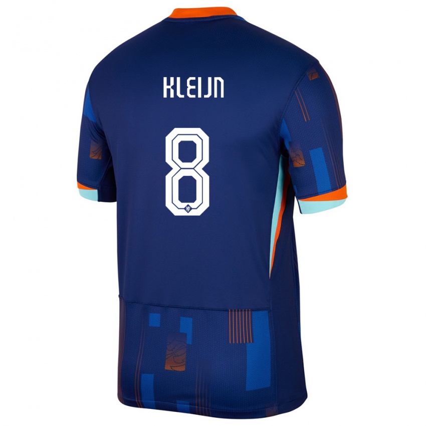 Femme Maillot Pays-Bas Mike Kleijn #8 Bleu Tenues Extérieur 24-26 T-Shirt Suisse