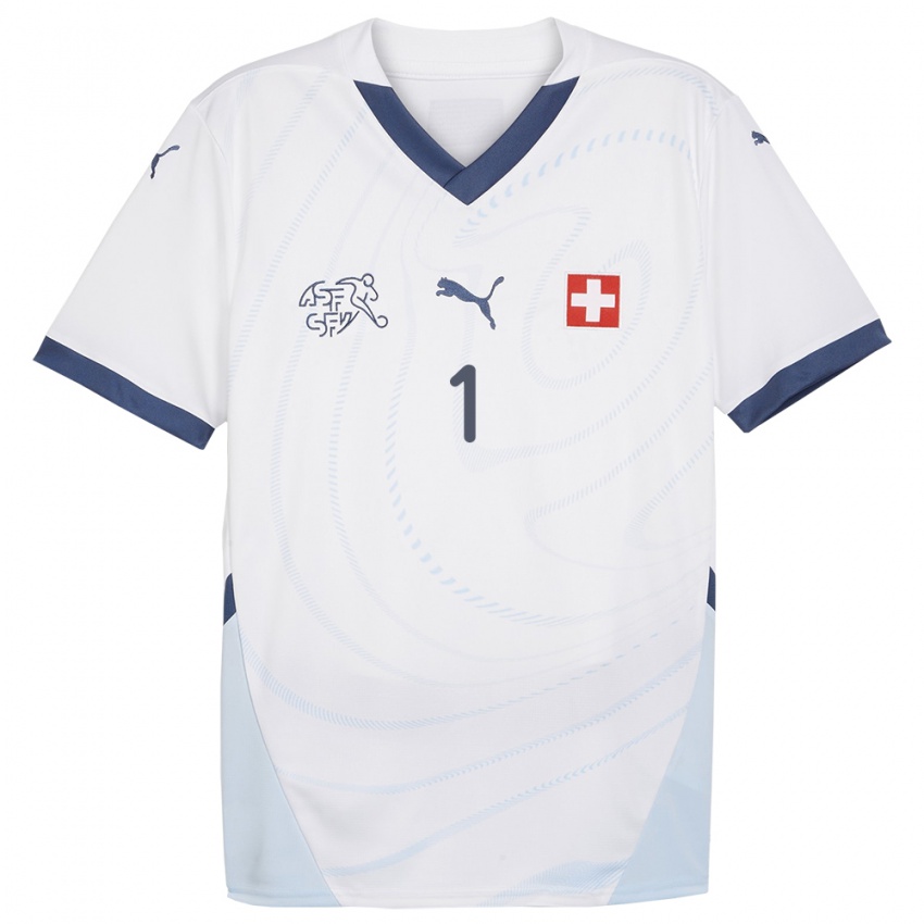 Femme Maillot Suisse Yann Sommer #1 Blanc Tenues Extérieur 24-26 T-Shirt Suisse