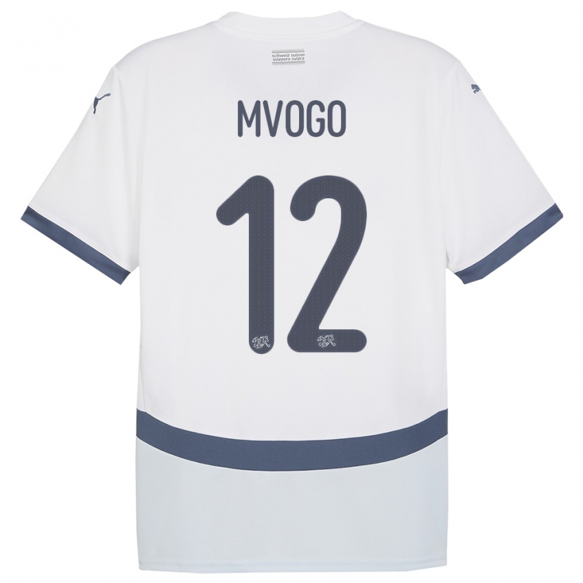 Femme Maillot Suisse Yvon Mvogo #12 Blanc Tenues Extérieur 24-26 T-Shirt Suisse