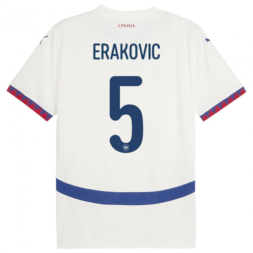 Damen Serbien Strahinja Erakovic #5 Weiß Auswärtstrikot Trikot 24-26 T-Shirt Schweiz