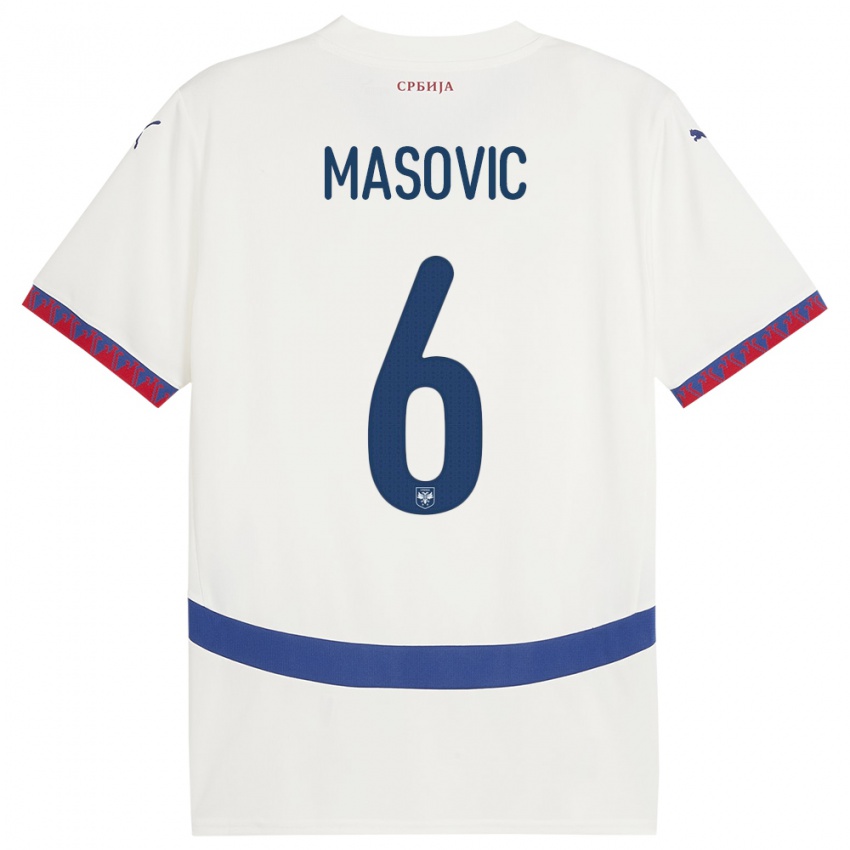Damen Serbien Erhan Masovic #6 Weiß Auswärtstrikot Trikot 24-26 T-Shirt Schweiz