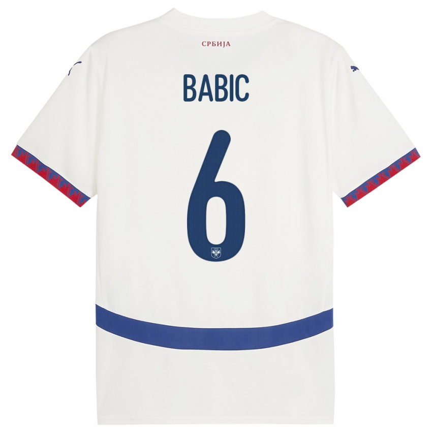 Damen Serbien Srdjan Babic #6 Weiß Auswärtstrikot Trikot 24-26 T-Shirt Schweiz