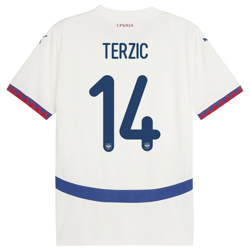 Damen Serbien Aleksa Terzic #14 Weiß Auswärtstrikot Trikot 24-26 T-Shirt Schweiz