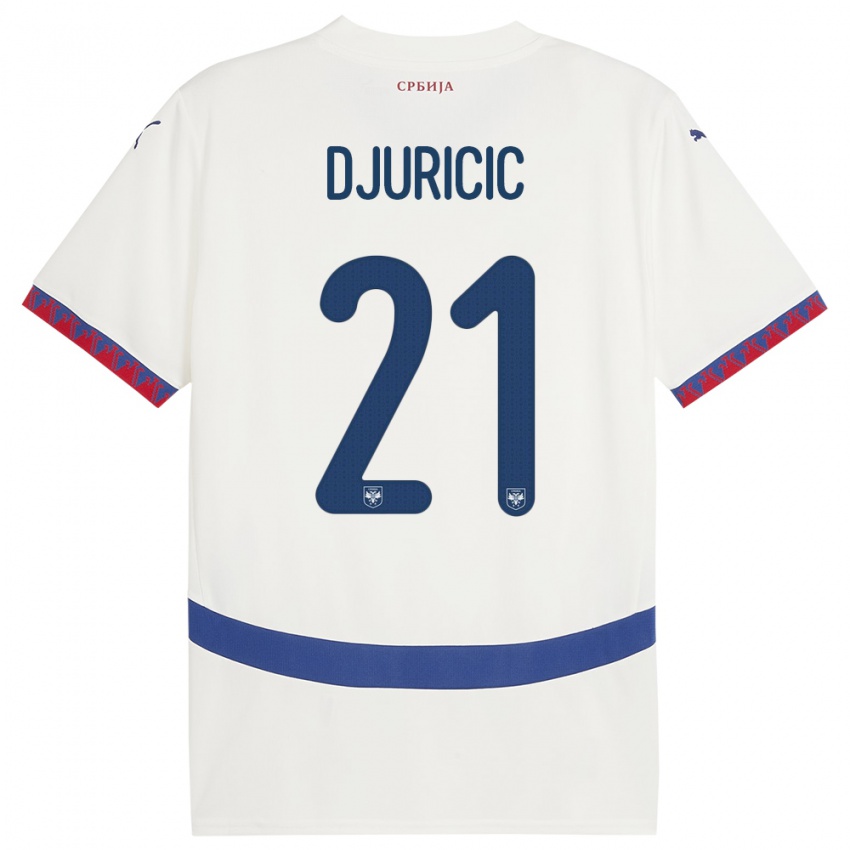 Femme Maillot Serbie Filip Djuricic #21 Blanc Tenues Extérieur 24-26 T-Shirt Suisse