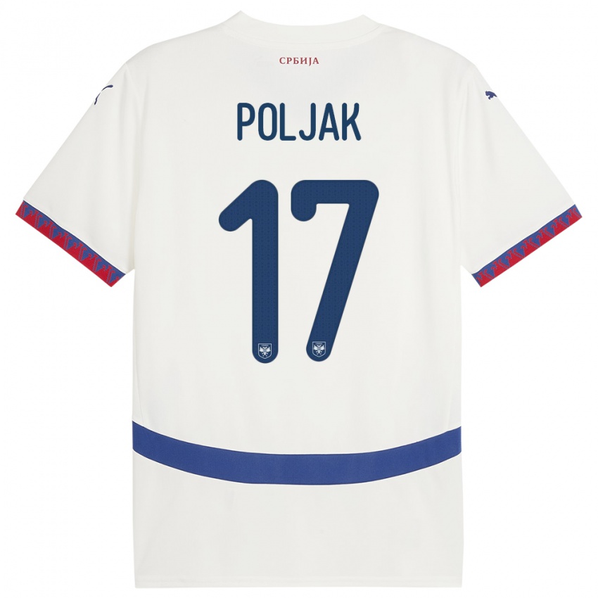 Damen Serbien Allegra Poljak #17 Weiß Auswärtstrikot Trikot 24-26 T-Shirt Schweiz