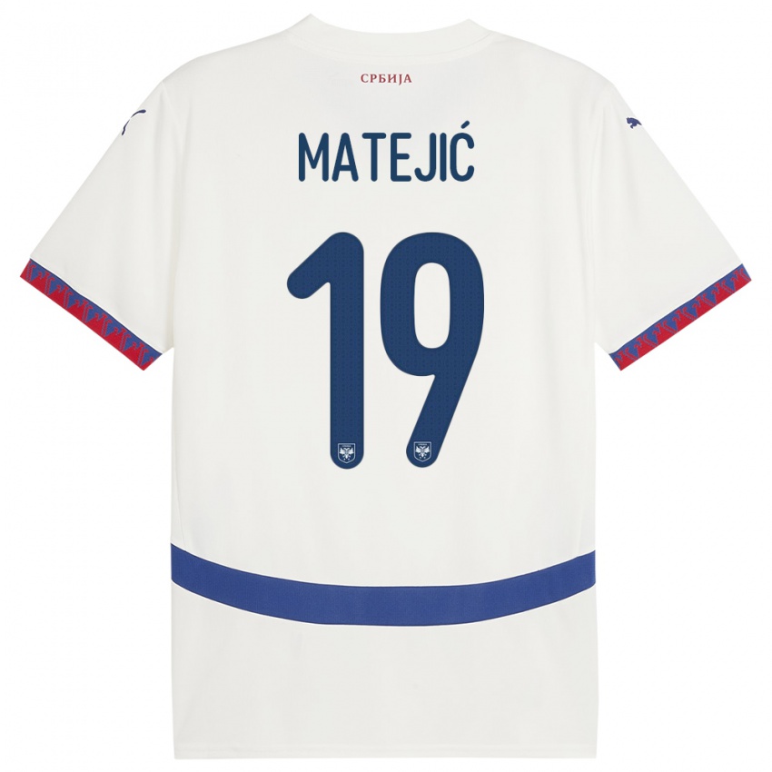 Femme Maillot Serbie Nina Matejic #19 Blanc Tenues Extérieur 24-26 T-Shirt Suisse