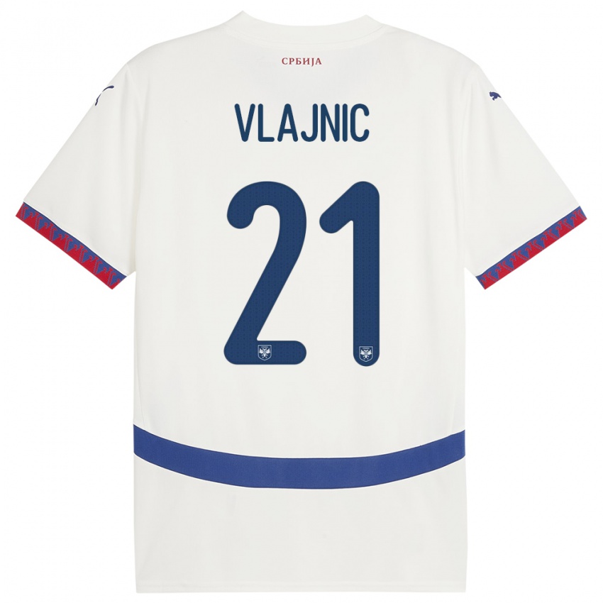 Femme Maillot Serbie Tyla Jay Vlajnic #21 Blanc Tenues Extérieur 24-26 T-Shirt Suisse