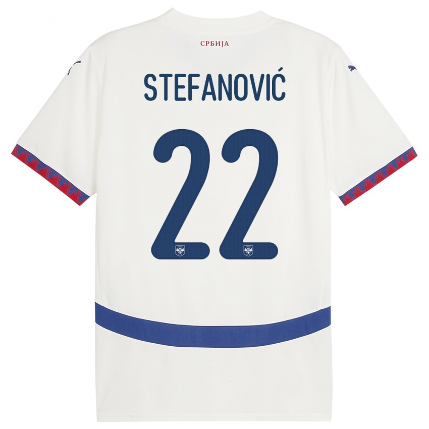 Damen Serbien Dejana Stefanovic #22 Weiß Auswärtstrikot Trikot 24-26 T-Shirt Schweiz