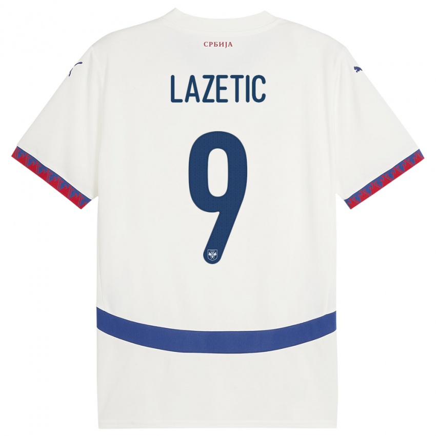 Damen Serbien Marko Lazetic #9 Weiß Auswärtstrikot Trikot 24-26 T-Shirt Schweiz