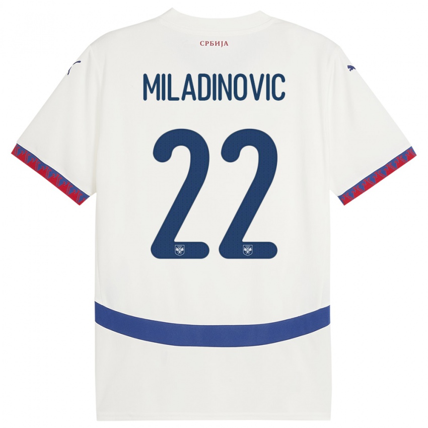 Damen Serbien Igor Miladinovic #22 Weiß Auswärtstrikot Trikot 24-26 T-Shirt Schweiz