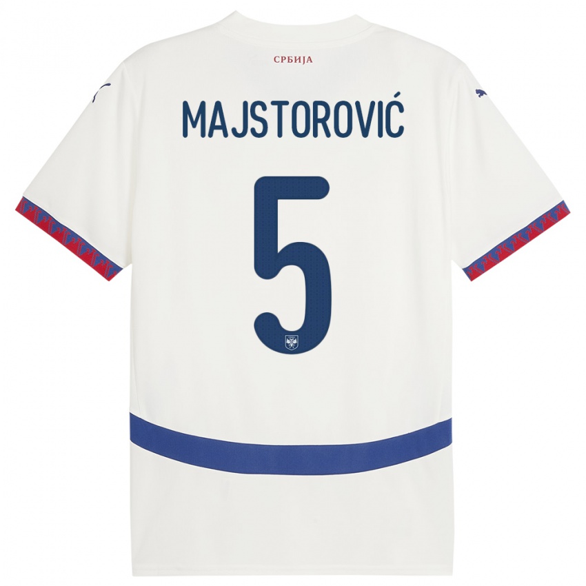 Femme Maillot Serbie Milan Majstorovic #5 Blanc Tenues Extérieur 24-26 T-Shirt Suisse