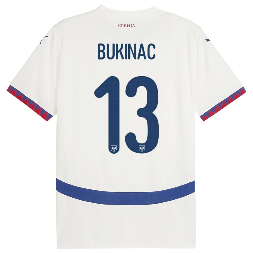Femme Maillot Serbie Stefan Bukinac #13 Blanc Tenues Extérieur 24-26 T-Shirt Suisse