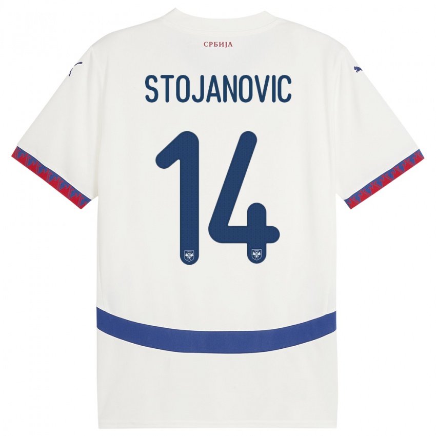 Damen Serbien Matija Stojanovic #14 Weiß Auswärtstrikot Trikot 24-26 T-Shirt Schweiz