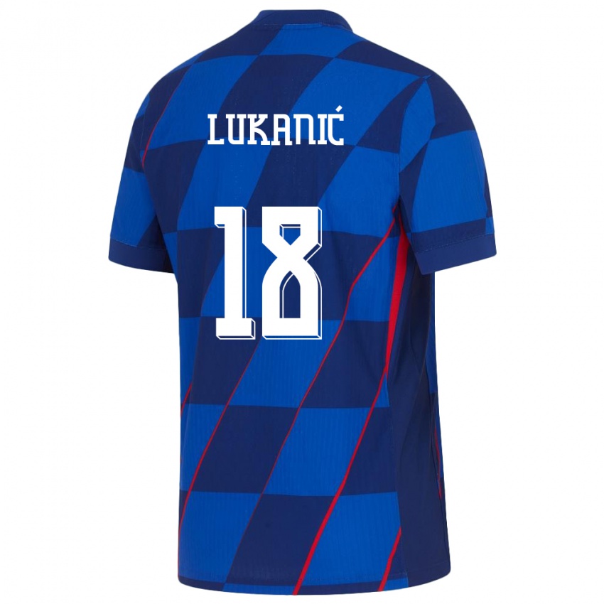 Damen Kroatien Luka Lukanic #18 Blau Auswärtstrikot Trikot 24-26 T-Shirt Schweiz