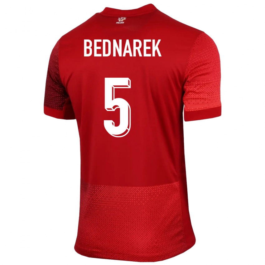 Femme Maillot Pologne Jan Bednarek #5 Rouge Tenues Extérieur 24-26 T-Shirt Suisse