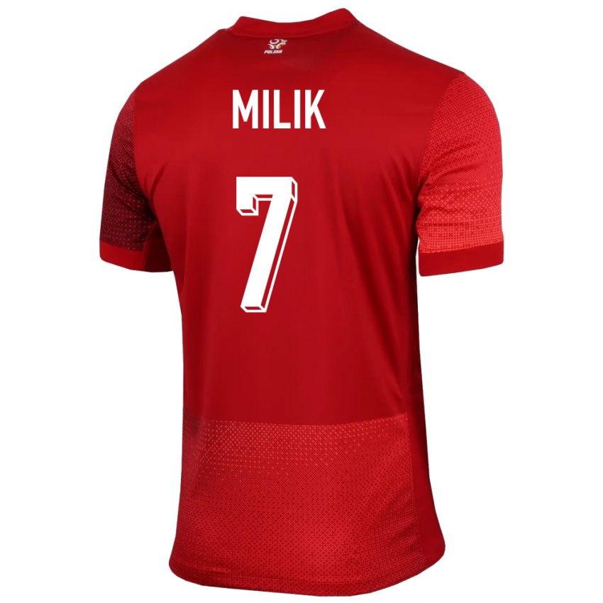 Femme Maillot Pologne Arkadiusz Milik #7 Rouge Tenues Extérieur 24-26 T-Shirt Suisse