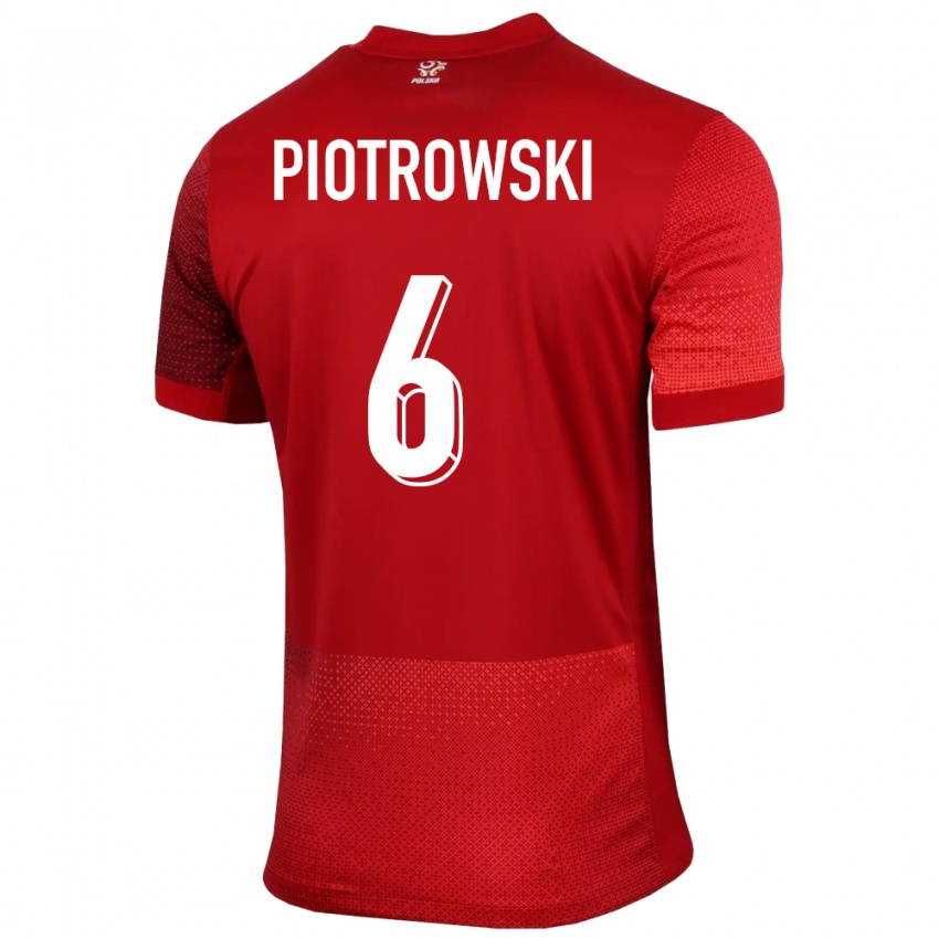 Femme Maillot Pologne Jakub Piotrowski #6 Rouge Tenues Extérieur 24-26 T-Shirt Suisse