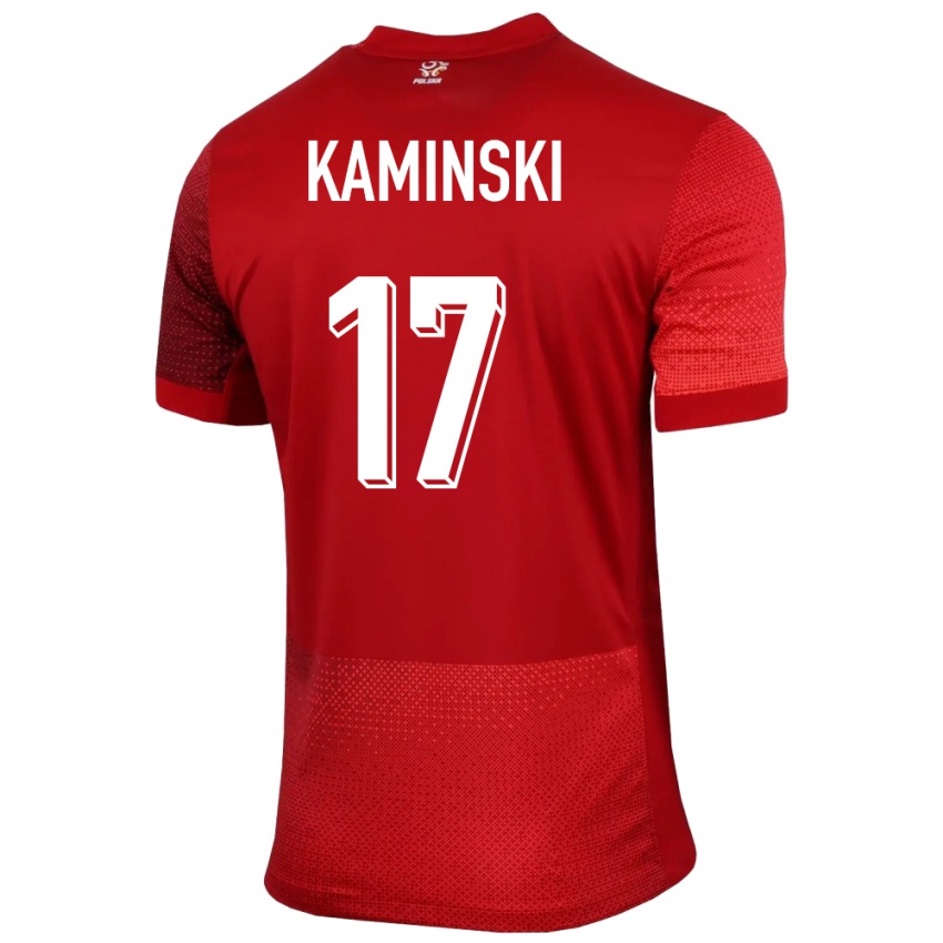 Femme Maillot Pologne Jakub Kaminski #17 Rouge Tenues Extérieur 24-26 T-Shirt Suisse