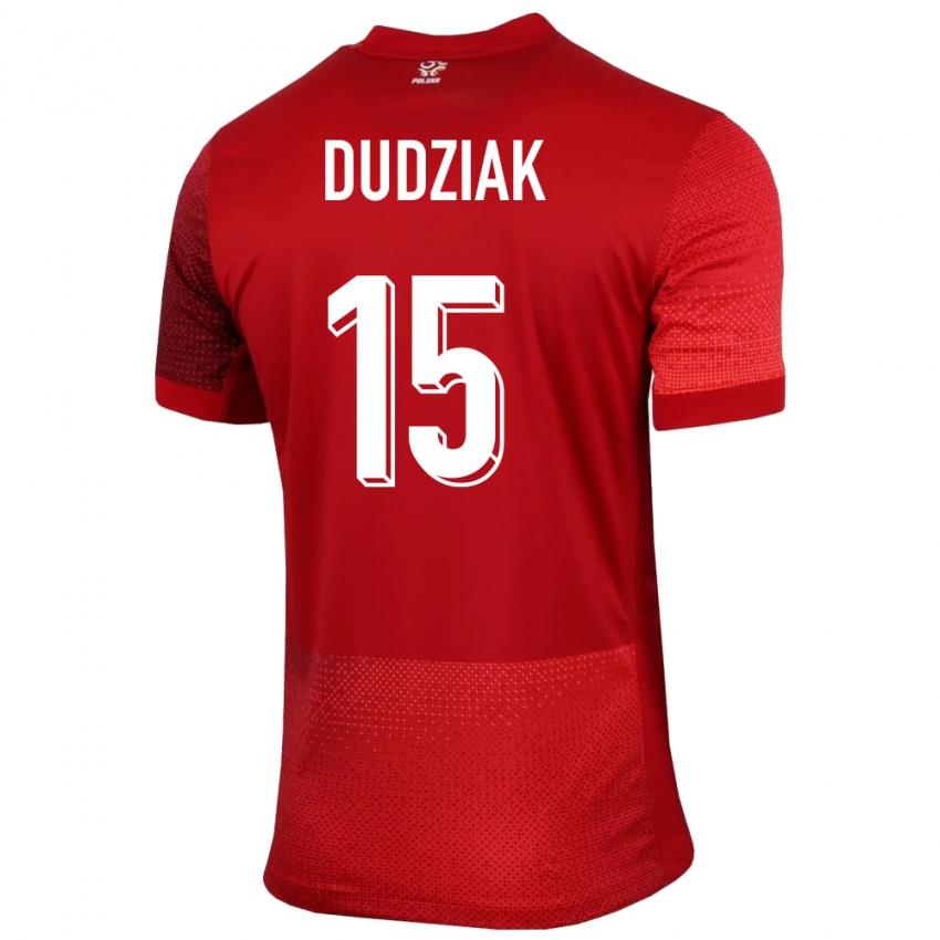 Femme Maillot Pologne Aleksandra Dudziak #15 Rouge Tenues Extérieur 24-26 T-Shirt Suisse