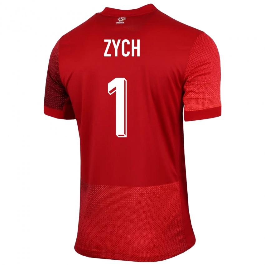 Femme Maillot Pologne Oliwier Zych #1 Rouge Tenues Extérieur 24-26 T-Shirt Suisse