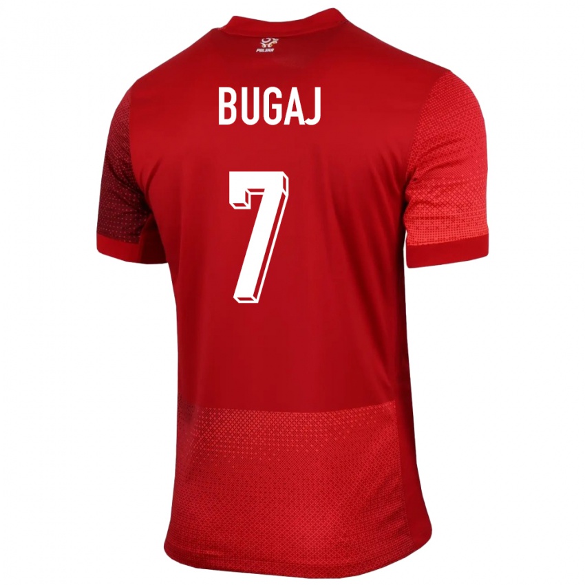 Femme Maillot Pologne Dawid Bugaj #7 Rouge Tenues Extérieur 24-26 T-Shirt Suisse