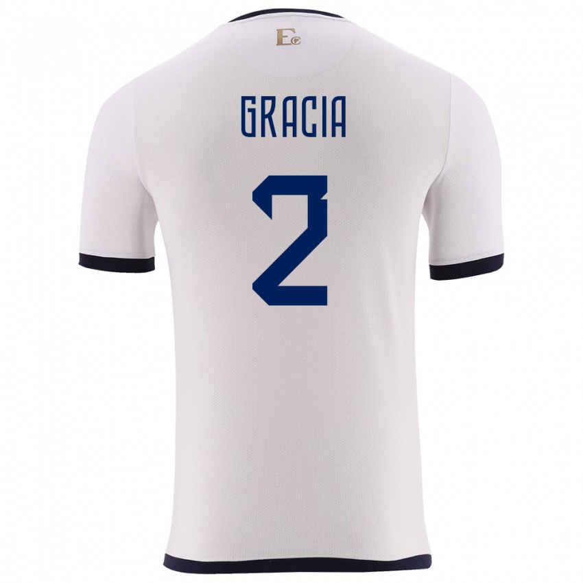 Damen Ecuador Ericka Gracia #2 Weiß Auswärtstrikot Trikot 24-26 T-Shirt Schweiz