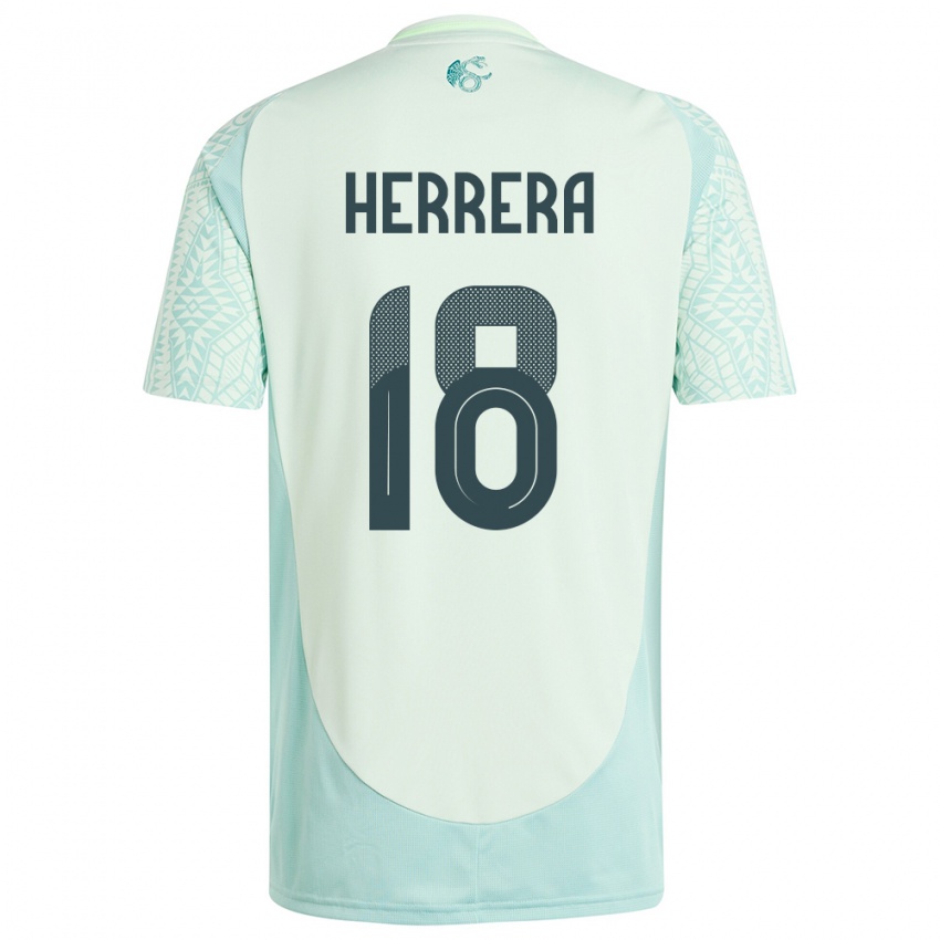 Damen Mexiko Ozziel Herrera #18 Leinengrün Auswärtstrikot Trikot 24-26 T-Shirt Schweiz