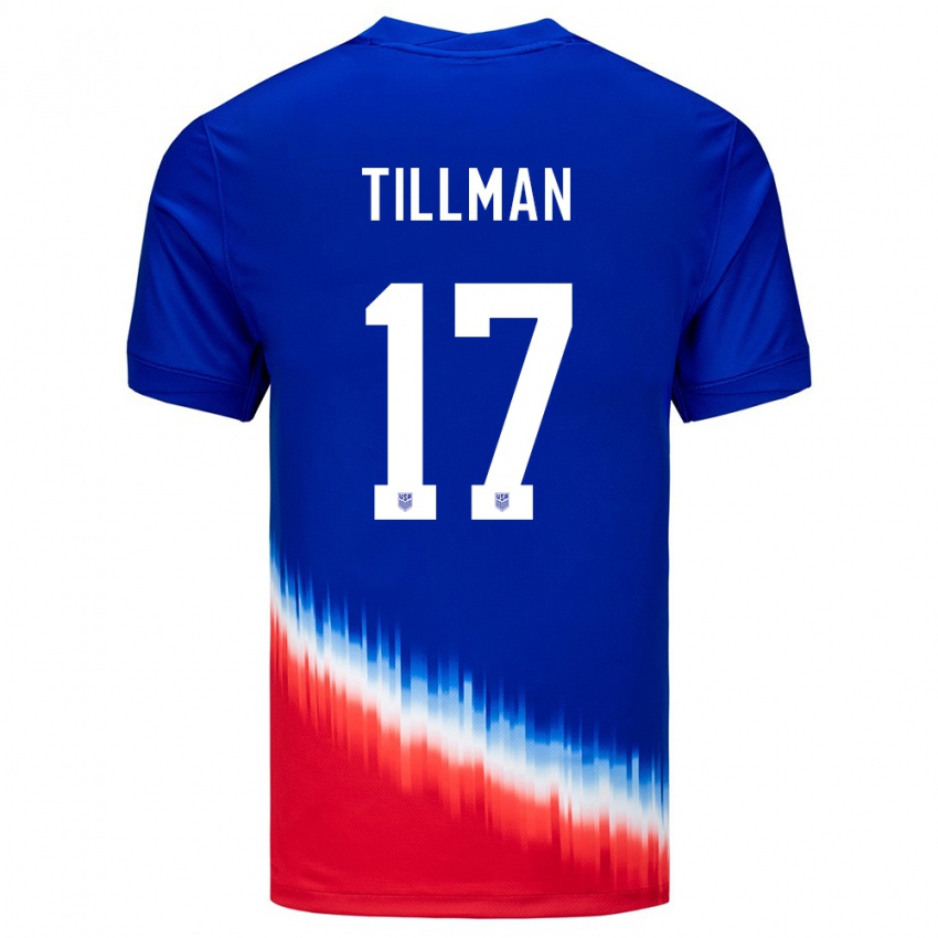 Femme Maillot États-Unis Malik Tillman #17 Bleu Tenues Extérieur 24-26 T-Shirt Suisse