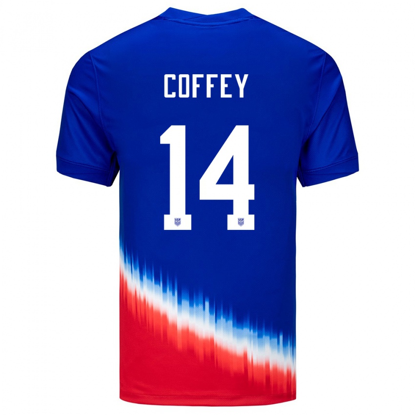 Femme Maillot États-Unis Sam Coffey #14 Bleu Tenues Extérieur 24-26 T-Shirt Suisse