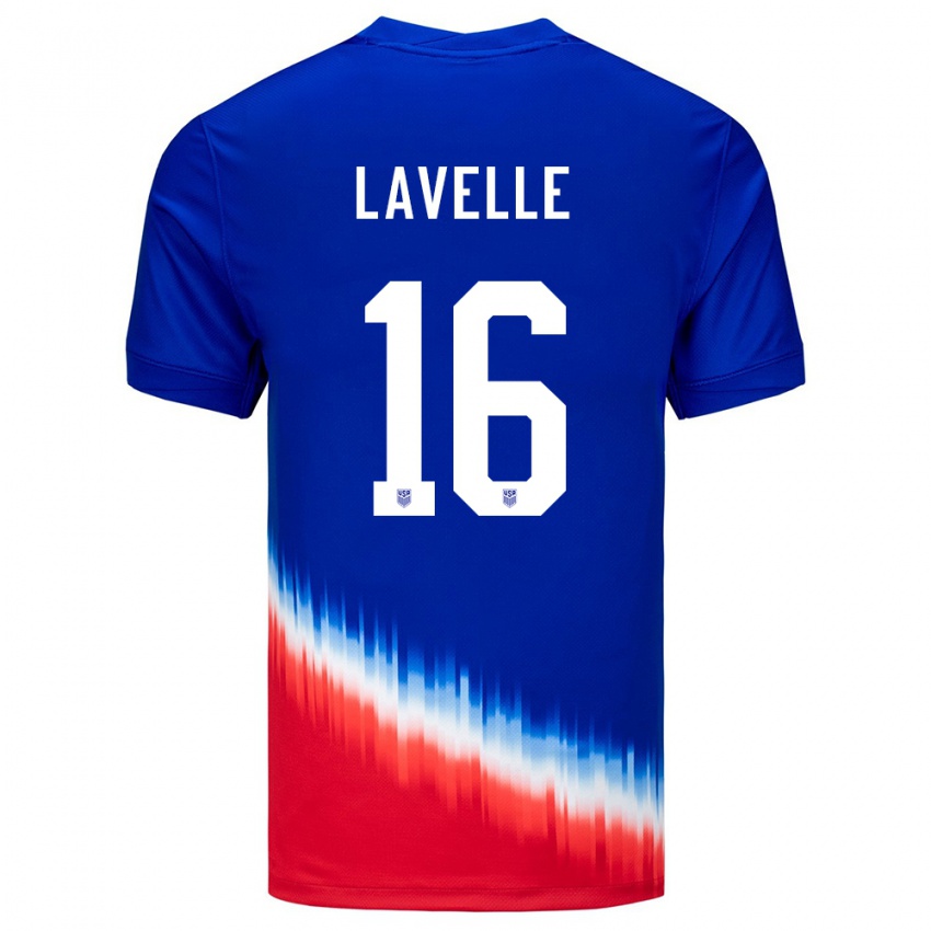 Femme Maillot États-Unis Rose Lavelle #16 Bleu Tenues Extérieur 24-26 T-Shirt Suisse