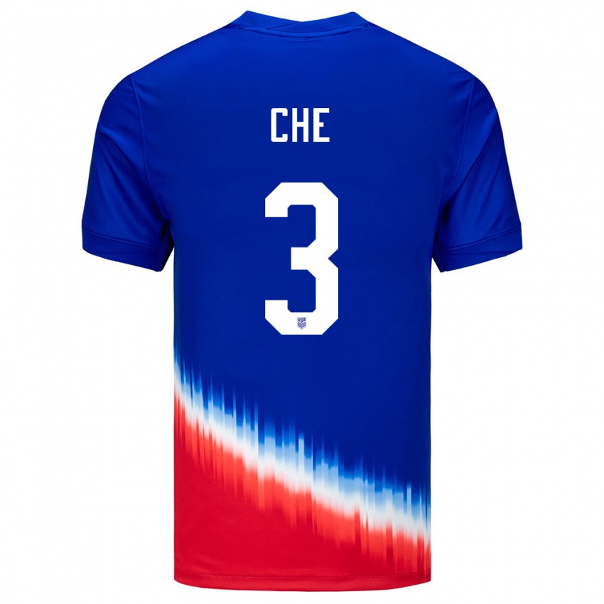 Femme Maillot États-Unis Justin Che #3 Bleu Tenues Extérieur 24-26 T-Shirt Suisse