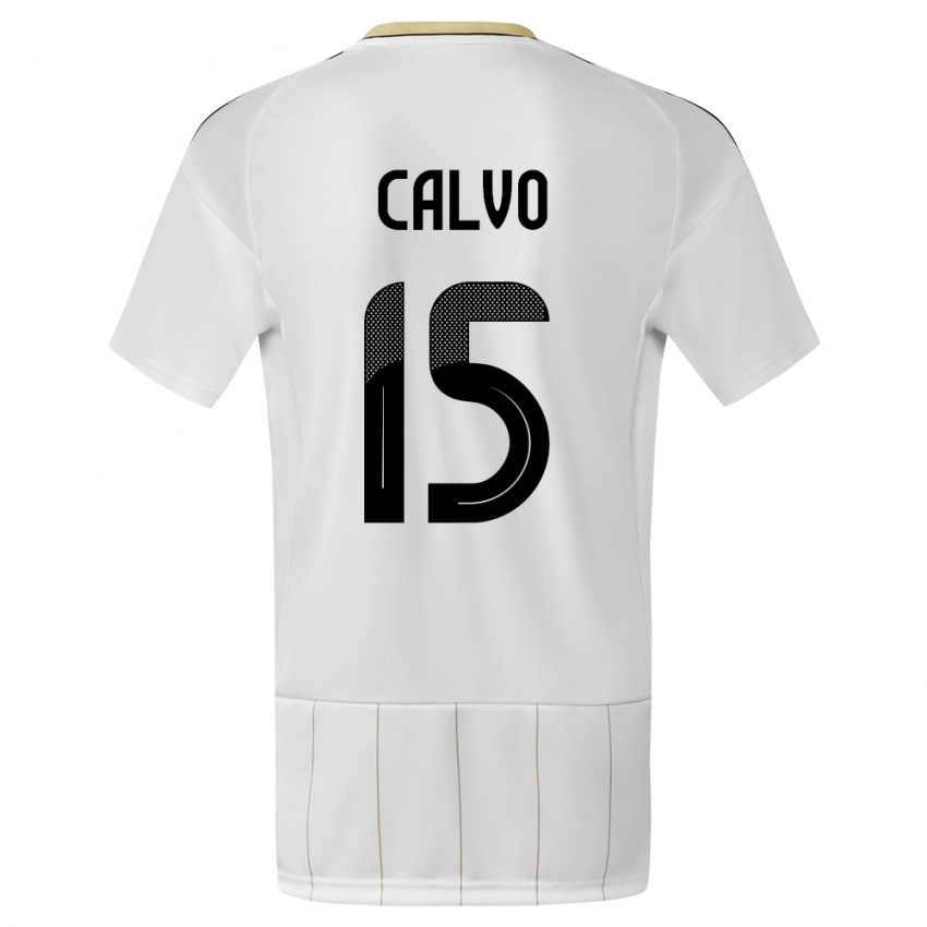 Damen Costa Rica Francisco Calvo #15 Weiß Auswärtstrikot Trikot 24-26 T-Shirt Schweiz