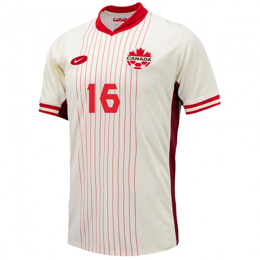 Femme Maillot Canada Maxime Crepeau #16 Blanc Tenues Extérieur 24-26 T-Shirt Suisse