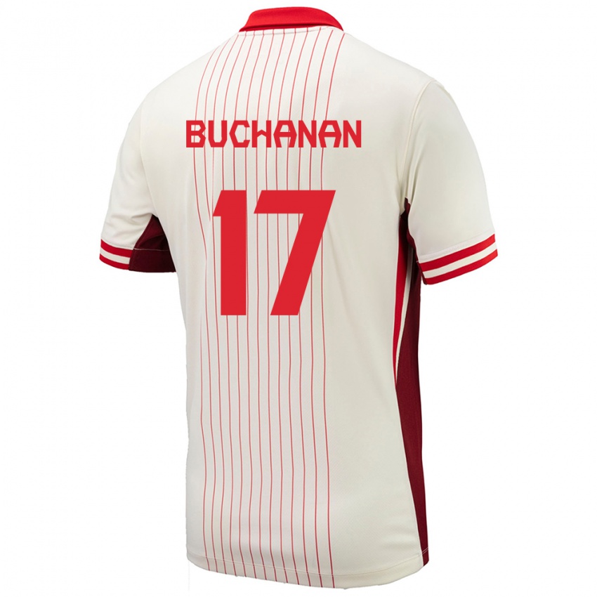 Femme Maillot Canada Tajon Buchanan #17 Blanc Tenues Extérieur 24-26 T-Shirt Suisse