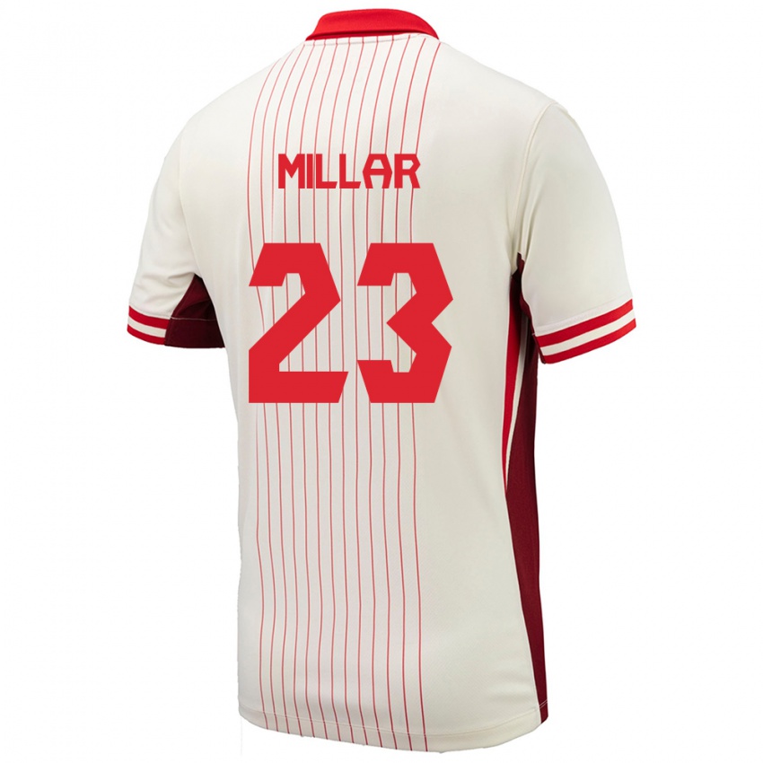 Femme Maillot Canada Liam Millar #23 Blanc Tenues Extérieur 24-26 T-Shirt Suisse