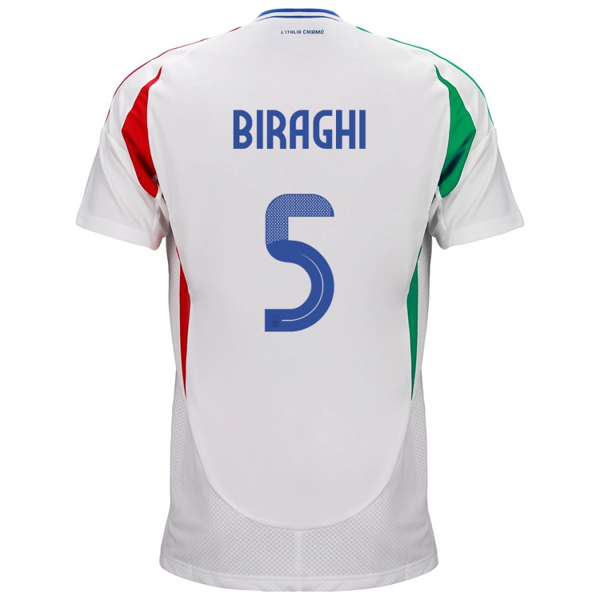 Damen Italien Cristiano Biraghi #5 Weiß Auswärtstrikot Trikot 24-26 T-Shirt Schweiz